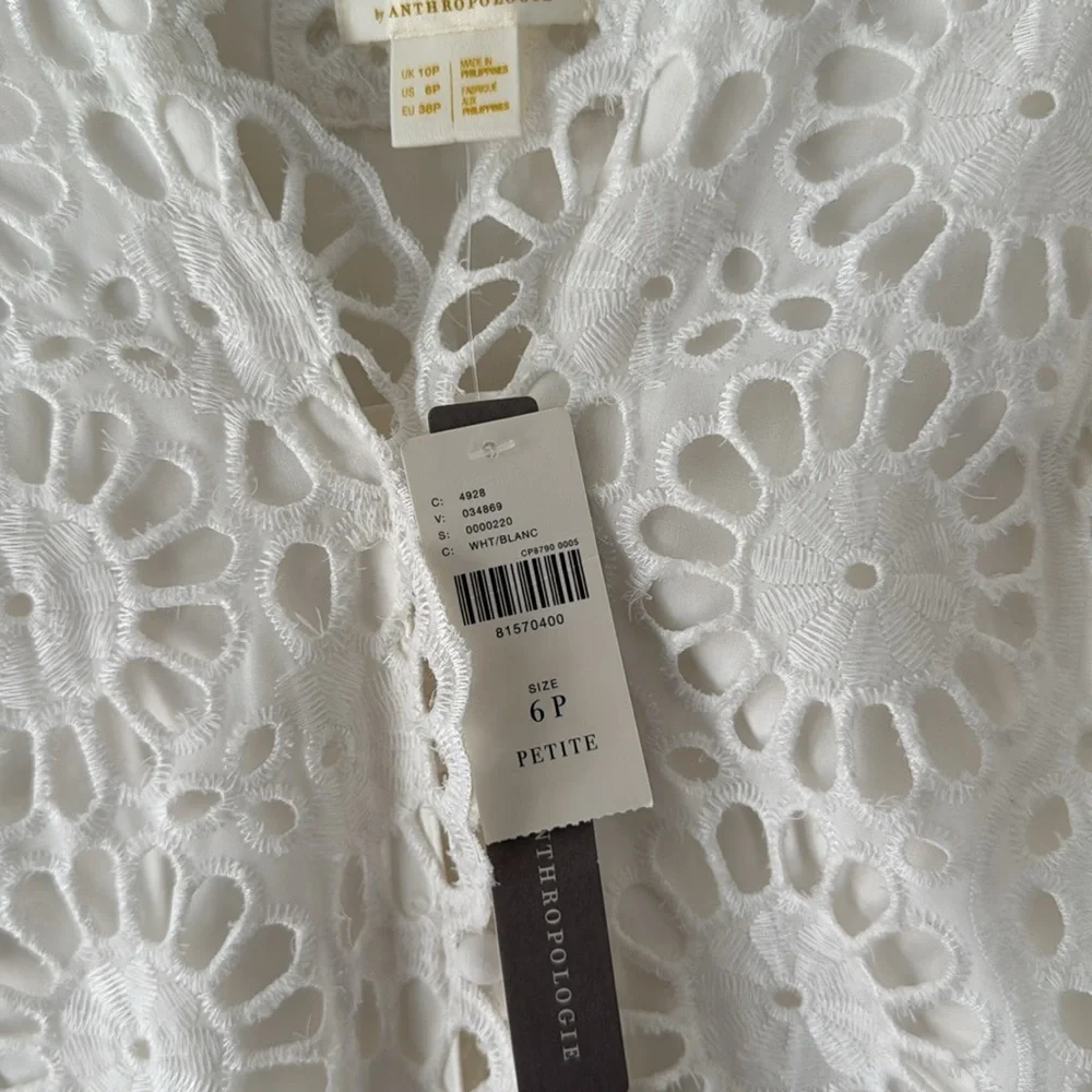 NWT Anthropologie Maeve Sleeveless Eyelet Dress Size 6P